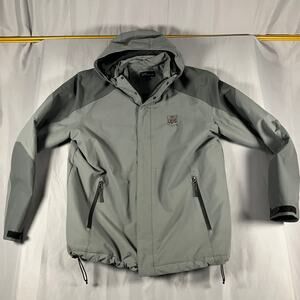 Port Authority UPS Jacket Mens Large Gray Hooded Puffer Full Zip Workwear Winter